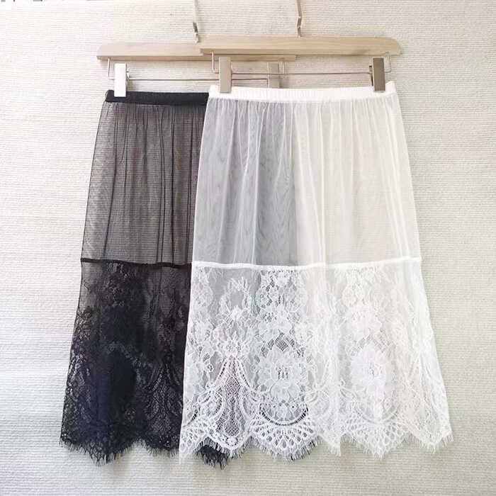 ペチコート レース 花びら刺繍