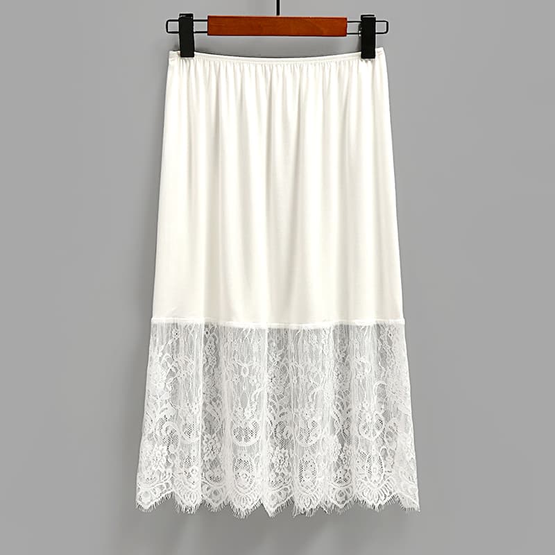 ペチコート 優美な花模様裾レースペチコート
