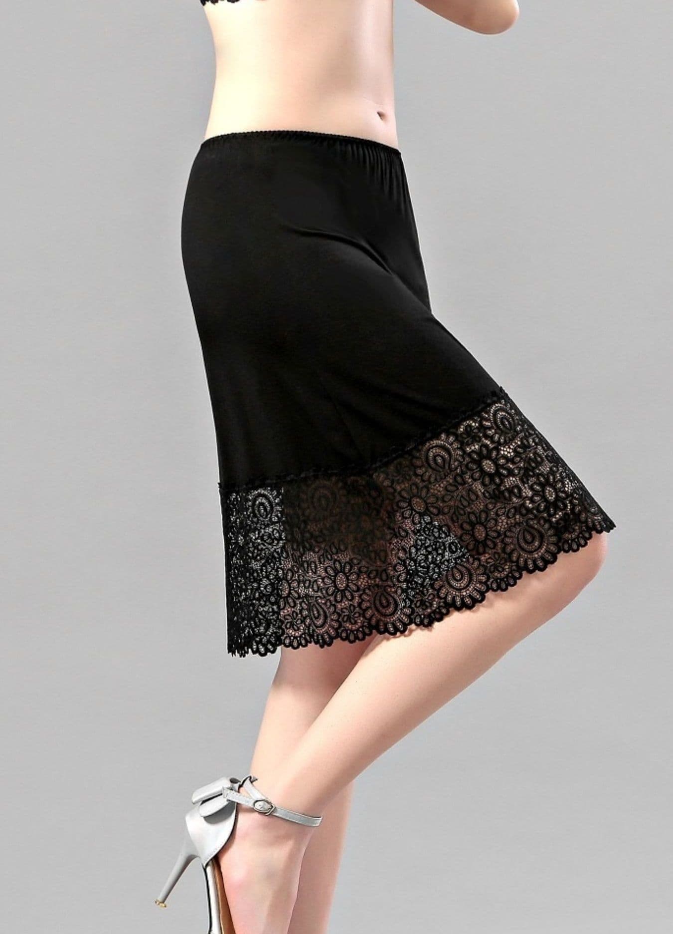 ペチコート スカート 優美レース裾ペチコートスカート