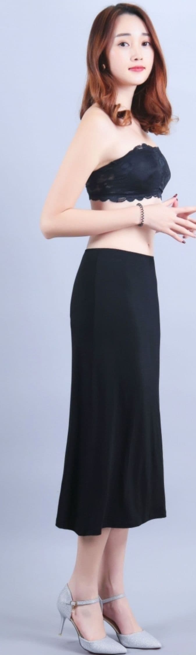 ペチコート スカート 優美レース裾ペチコートスカート