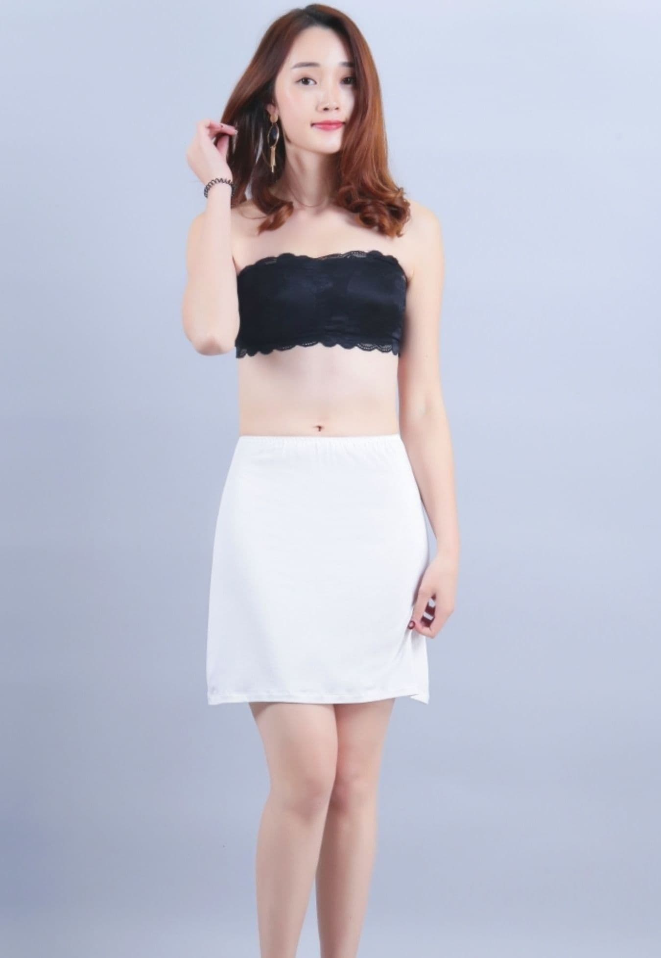 ペチコート スカート 優美レース裾ペチコートスカート