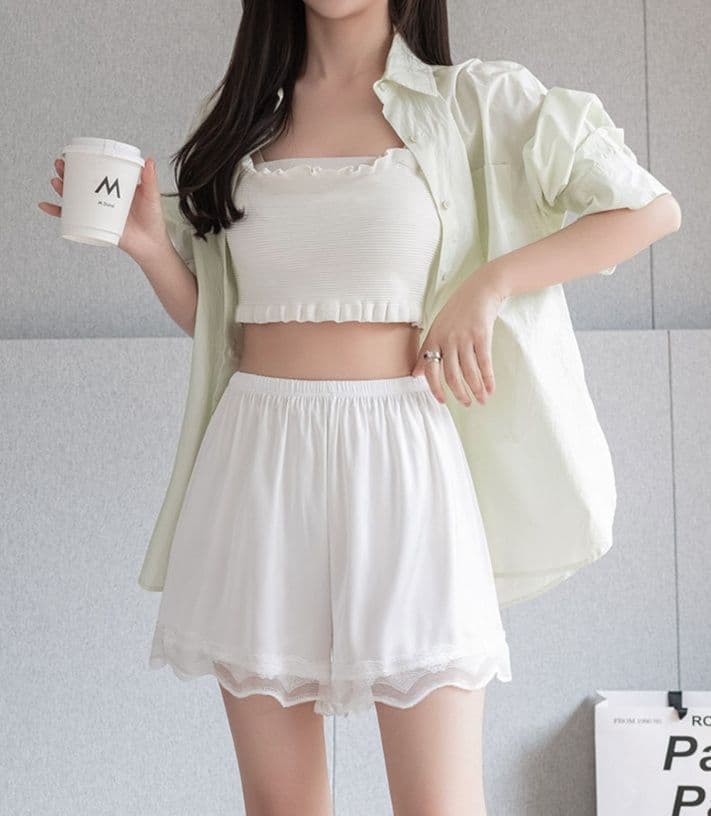 ペチコート キュロット レース裾飾りペチコートキュロット