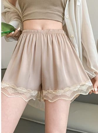 ペチコート キュロット レース裾飾りふんわりペチキュロット