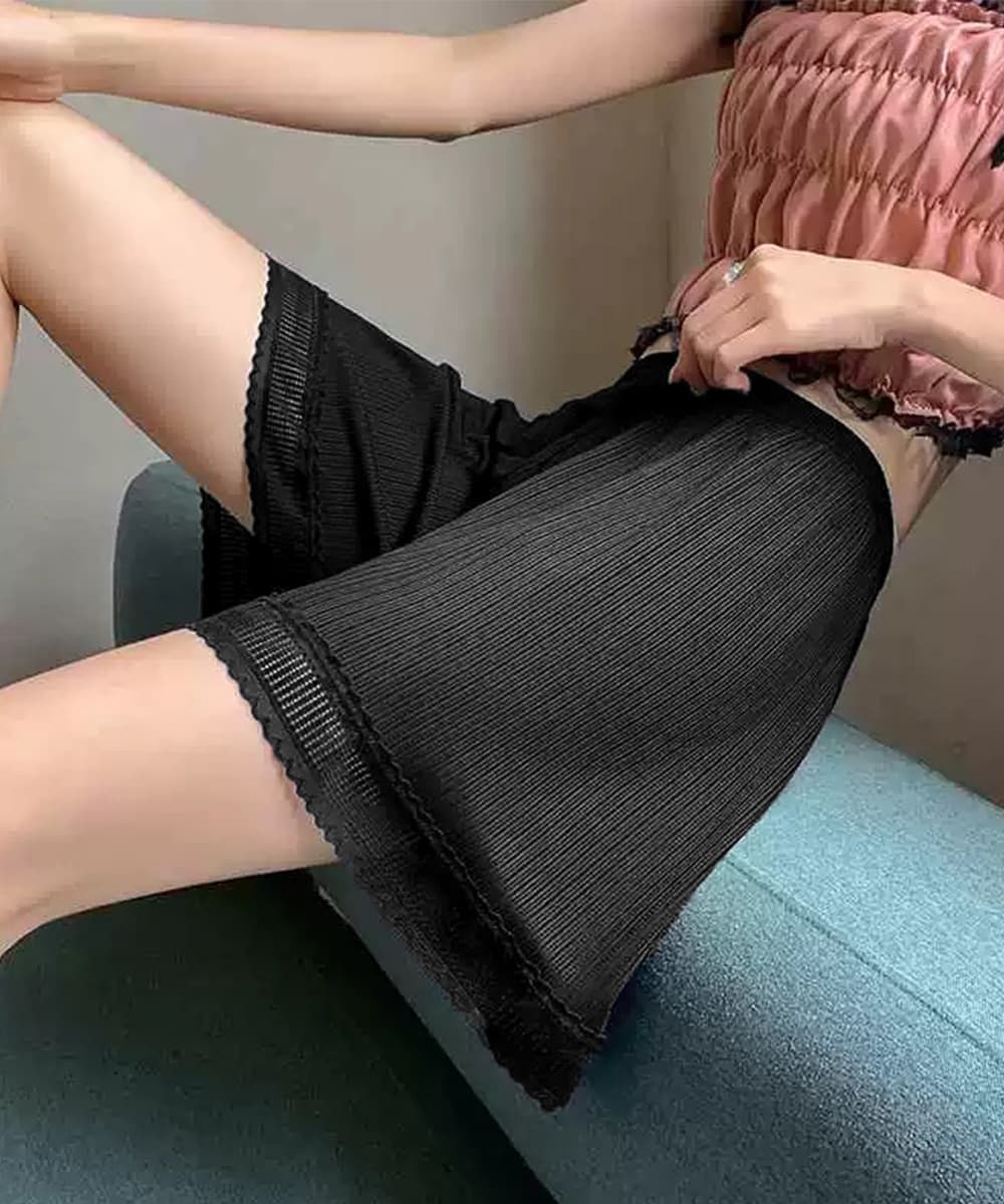 裾レース付き透け防止ペチコートパンツ