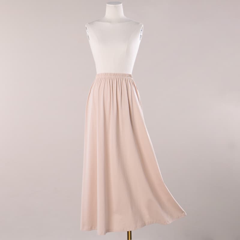 ペチコート シンプル無地ロング丈ゴムウエストペチコートスカート