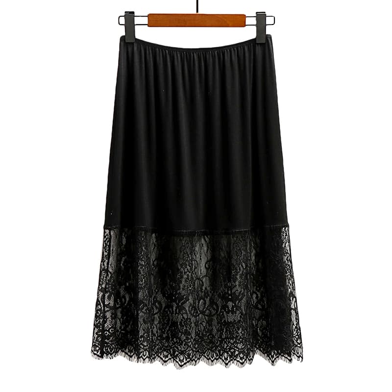 ペチコート 優美な花模様裾レースペチコート