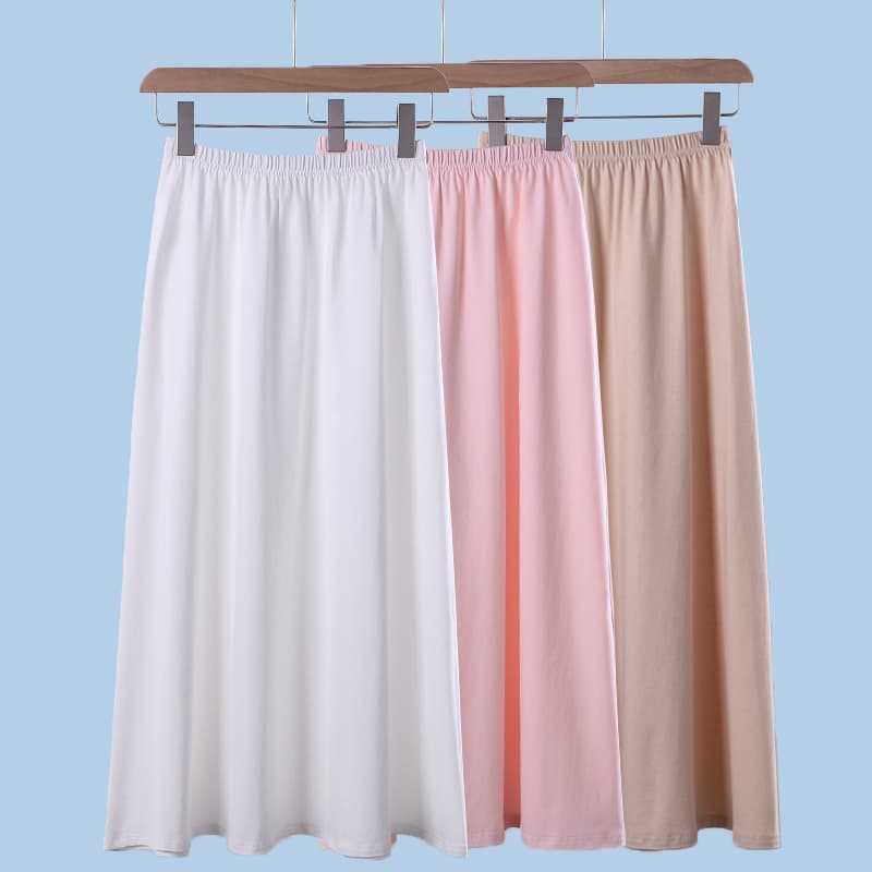 ペチコート シンプル無地ロング丈ゴムウエストペチコートスカート