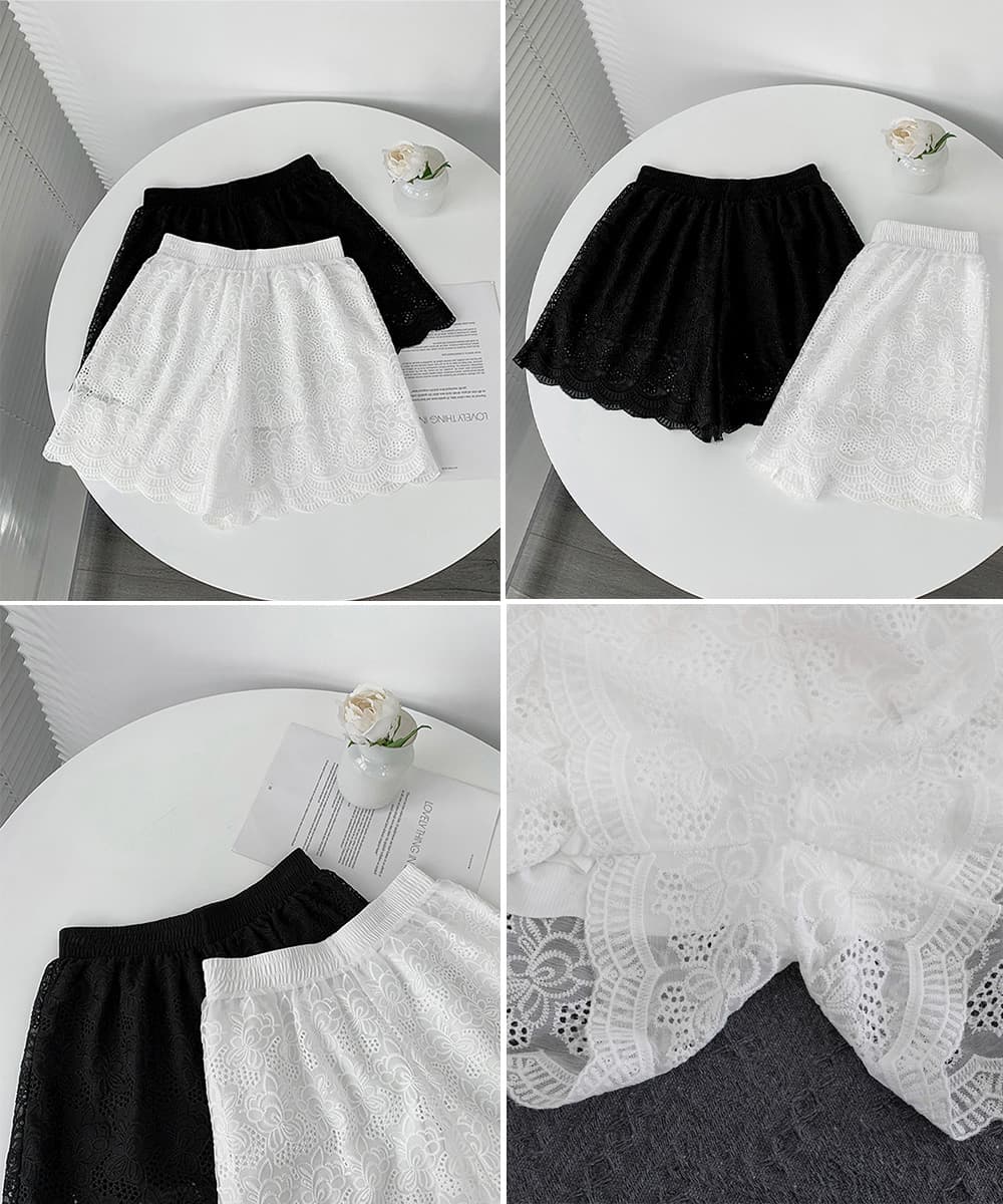 花柄レース刺繍 ペチコートパンツ 透け防止