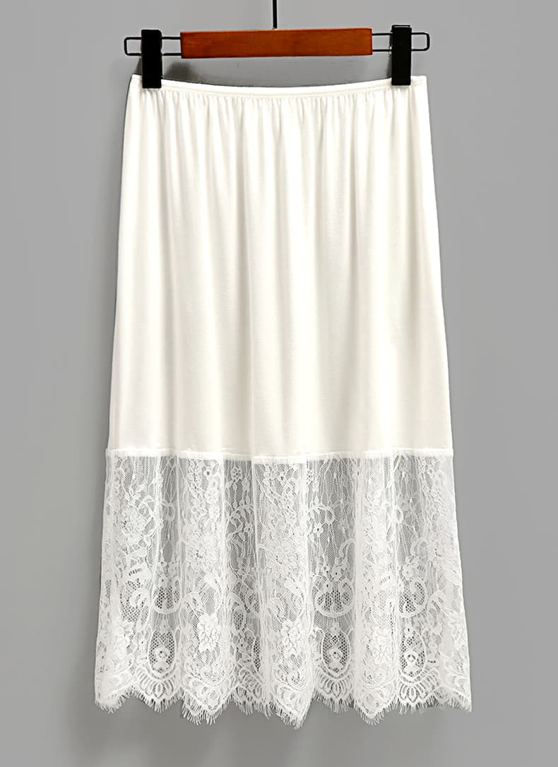ペチコート 優美な花模様裾レースペチコート