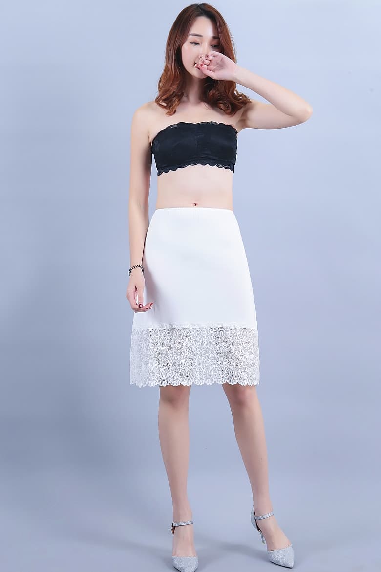 ペチコート スカート 優美レース裾ペチコートスカート