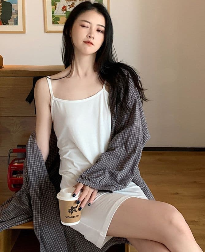ペチコート ワンピース 重ね着風キャミワンピース