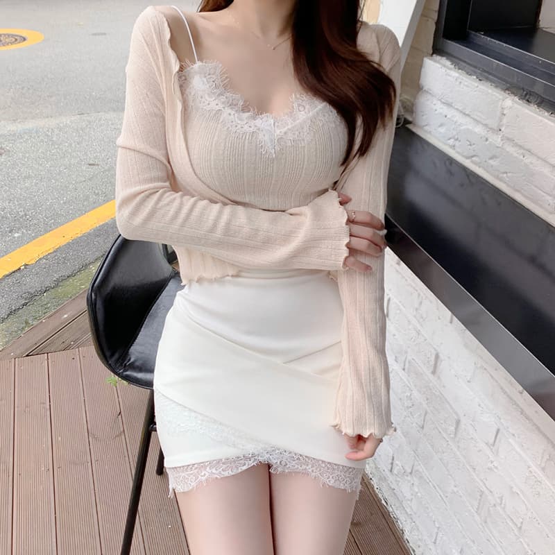 ペチコート スカート レース裾ミニペチコート