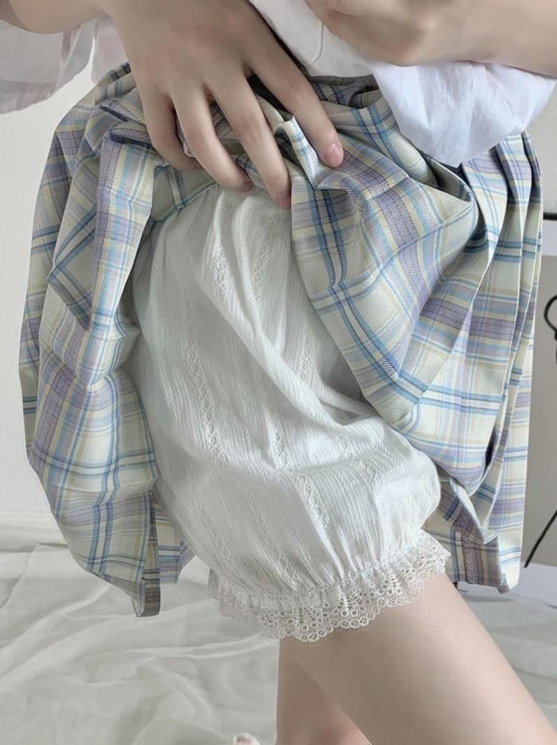 ペチコート キュロット レース縁取りふんわりペチキュロット