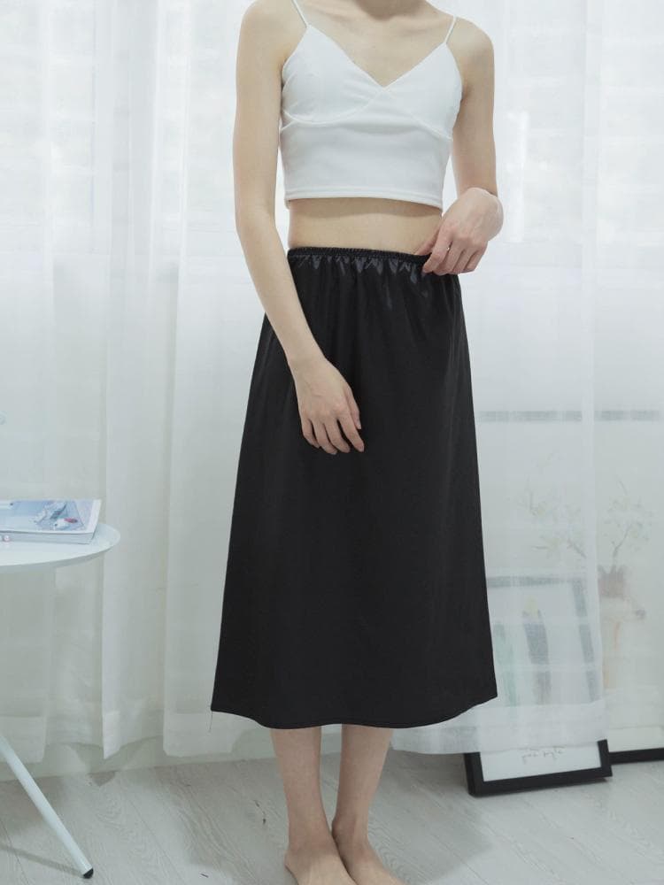 ペチコート 滑らかサテン調シンプルペチコートスカート