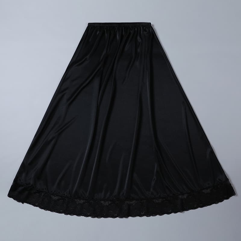 ペチコート レース裾飾り光沢ペチコートスカート