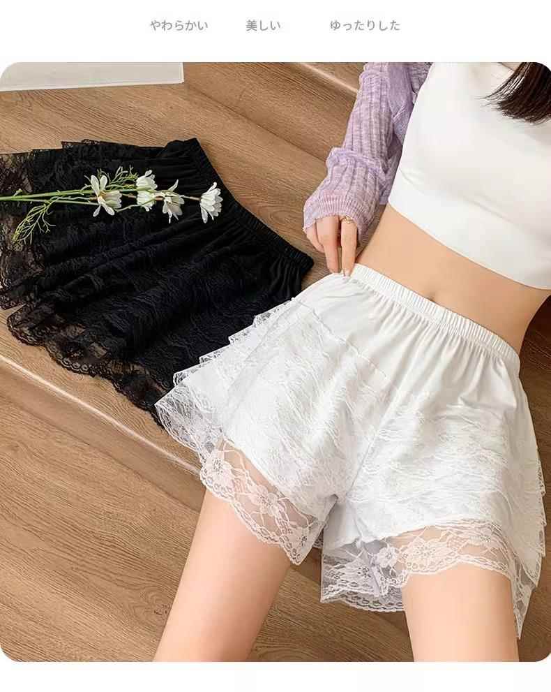 ペチコート レース重ね花びらキュロット